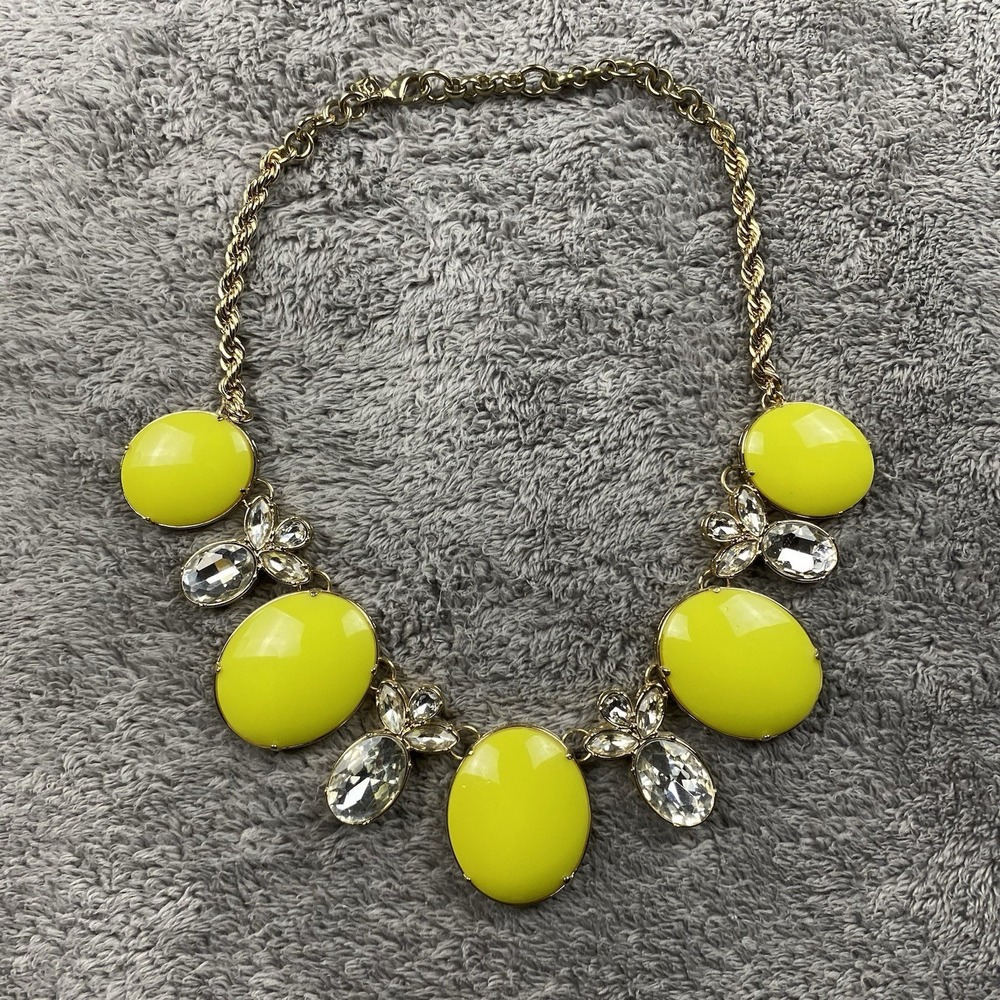 Banana Republic Yellow‎ Crystal Statement Necklace Gold Tone 18"
